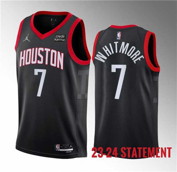 Mens Houston Rockets #7 Cam Whitmore Black 2023 Draft Statement Edition Stitched Basketball Jersey Dzhi